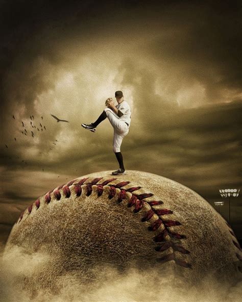 Editorial Portraitmontage About The Sport Of Baseball And Pitching In A Powerful And Surreal