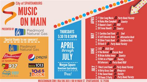 Music On Main Spartanburg 2024 Schedule Nana Kessiah