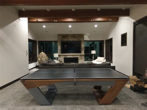 Modern Pool Table With Ping Pong Conversion Modern Games Room