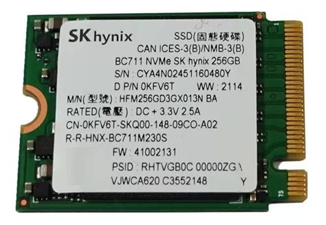 Disco Sólido Ssd Sk Hynix Bc711 256gb M 2 2230 Pcie Nvme Oem Color