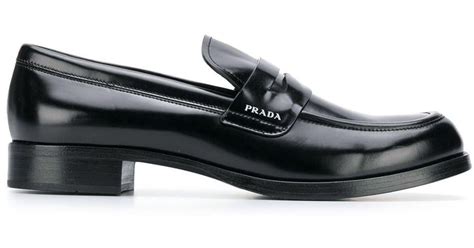 Prada Brushed Leather Loafers In Black Lyst