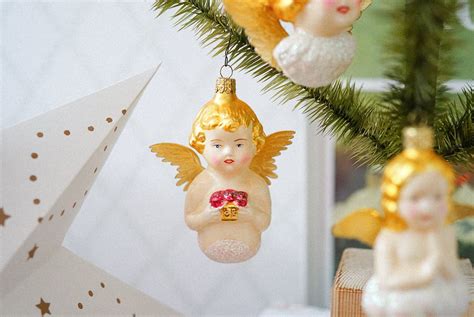 Vintage German Lauscha Glass Christmas Ornament Angel With Dresden