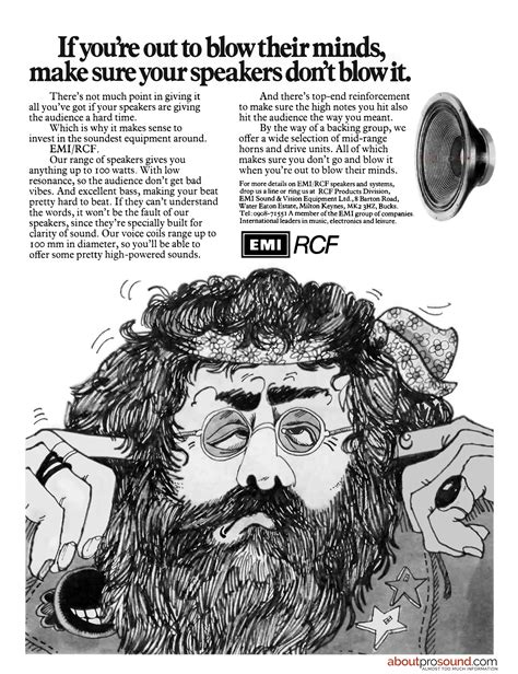 1974 RCF Blow Your Minds Ad - AboutProSound - Interesting Pro Audio