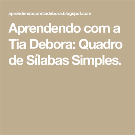 Aprendendo a Tia Debora Quadro de Sílabas Simples Heart Template