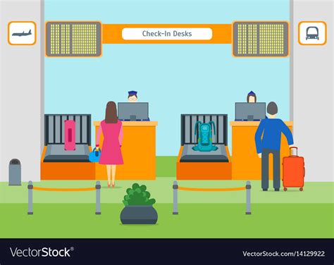 Cartoon Airport Check In Royalty Free Vector Image