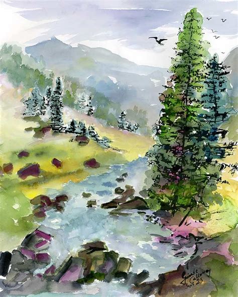 Watercolor Landscape Water