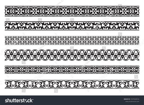 Set Decorative Floral Seamless Ornamental Border Stock Vector Royalty