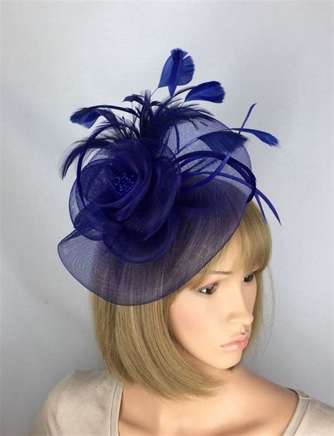 Blue Fascinator Navy Fascinator On Headband Blue Wedding Etsy Uk Royal Blue Fascinator Blue