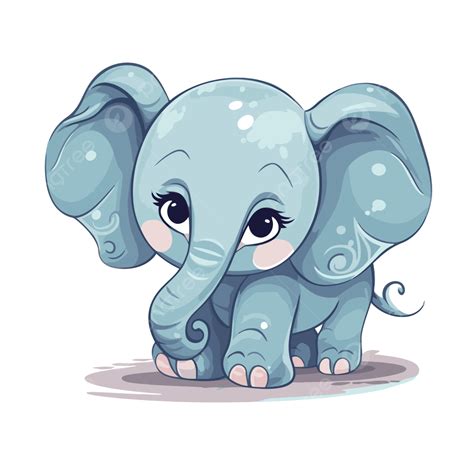 Elefante Fofo Vetor Png Adesivo Clipart Bebê Elefante Azul Em Pé Em