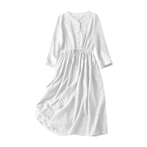 Blmnix Comfy Casual Fall Dresses for Women 2025 Wrap Tea-Length Plain