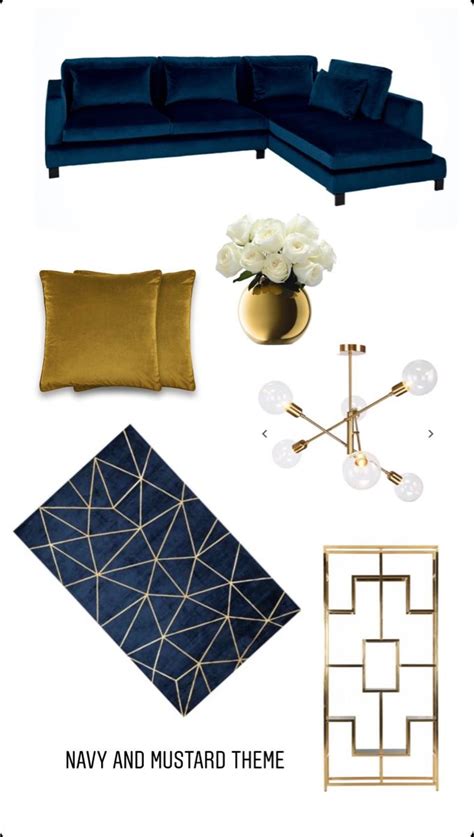 Navy And Gold Modern Living Room Decor