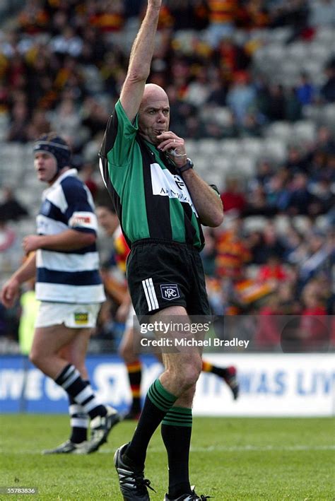 Referee Paddy Obrien Signals A Drop Goal During The Npc Rugby Game