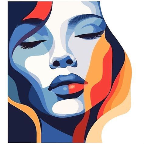 Premium Vector Woman Face Portrait Abstraction Wall Art Vector