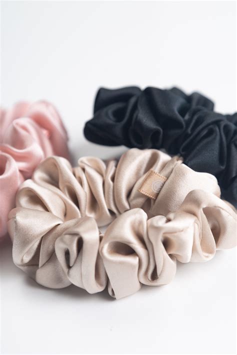 100% Pure Mulberry Silk Hair Scrunchies - Set of 3 Large Hair Ties - Public Relations Media Kit ...