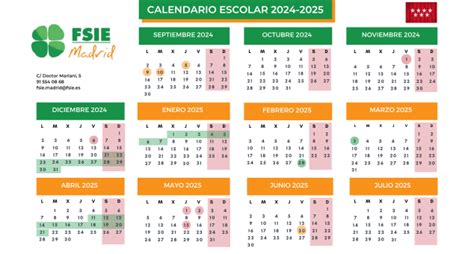 Calendario Escolar Madrid 2024 2025 — Fsie Madrid