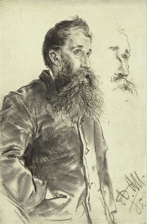 Adolph Von Menzel Study Of A Man With A Beard His Hand In His Pocket