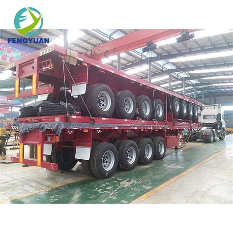 Fengyuan Tons Axles Ft Truck Container Transport Flatbed Semi