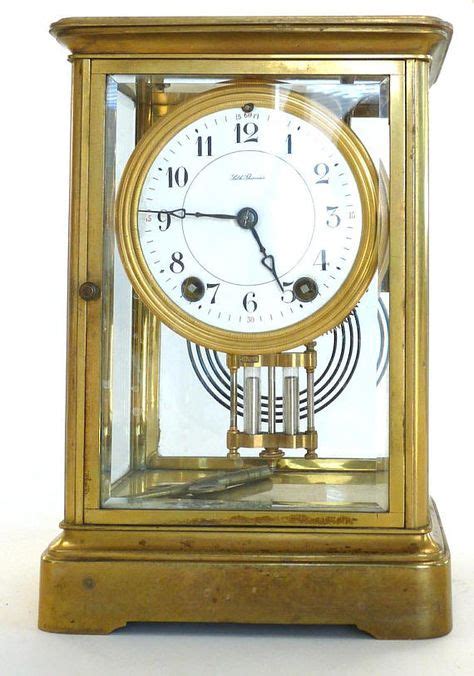 Seth Thomas Brass Mantle Vintage Clock Empire Pendulum Mantel Bevil