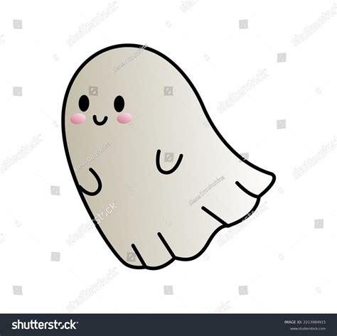 Halloween Cute Ghost Kawaii Face Vector Stock Vector (Royalty Free ...