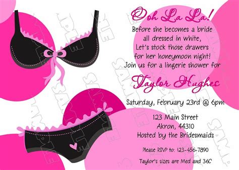 Lingerie Bridal Shower ANY Colors Sexy Party Invitation Any Colors Uprint Customized Card By