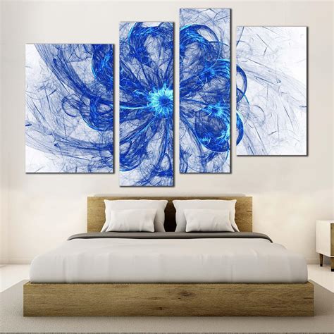 Fractal Circle Canvas Wall Art Blue Bright Abstract Glow Canvas Print