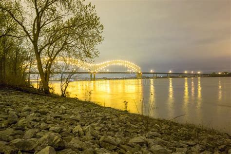 Hernando De Soto Bridge Memphis Tennessee At Night Stock Photo