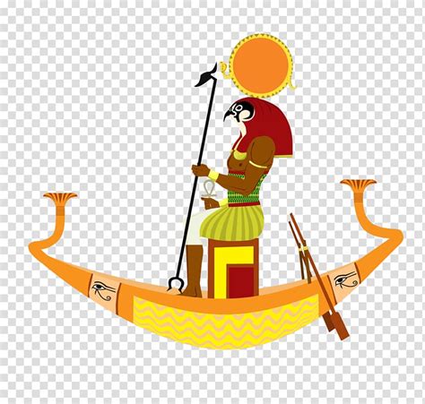 Human On Boat Illustration Ancient Egypt Ra Deity Aten Amun Egyptian