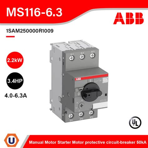 Abb Ms116 6 3 Manual Motor Starter Motor Protective Circuit Breaker 4 6 3a 50ka