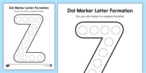 Uppercase Letter Z Dot Marker Letter Formation Activity