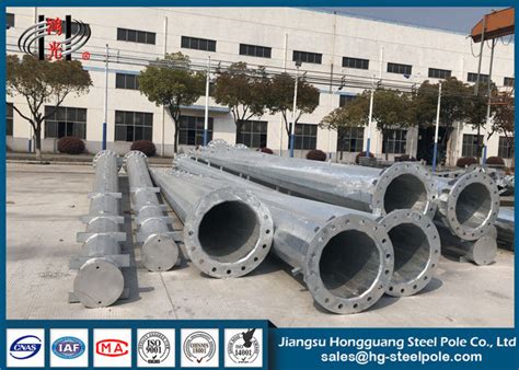 Tiang Baja Bulat Hot Dip Galvanis Dengan Mode Flange Untuk Transmisi Daya