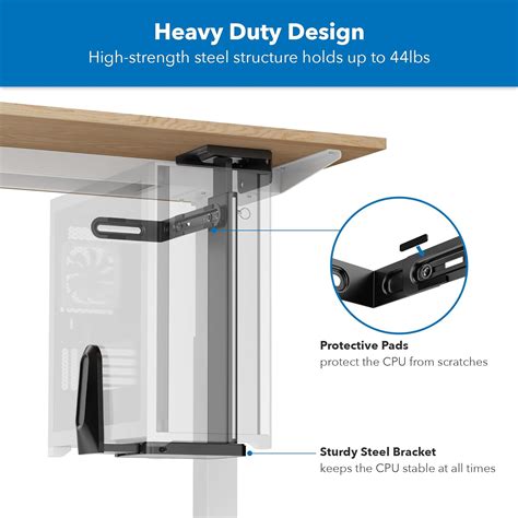 Mount It Cpu Under Desk Mount Bracket Height Adjustable Heavy Duty