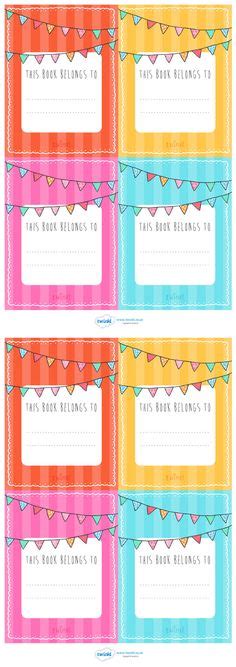 Free Printable Book Name Tags The Template Can Also Be Used For