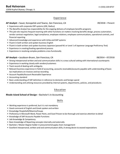 Ap Analyst Resume Samples Velvet Jobs