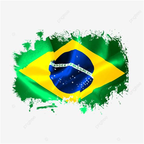 Bandeira Do Brasil Dobrada Em Pincel Aquarela Novo PNG Brasil