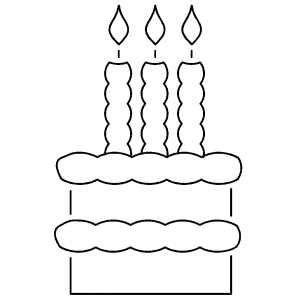 Cake With Three Candles Coloring Page