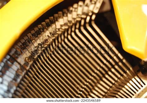 Closeup Yellow Typewriter Mechanism Stock Photo 2243546589 Shutterstock
