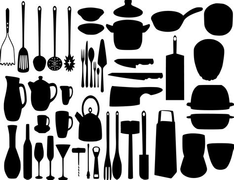 Vector Silhouette Of Kitchen Utensils On White Background 23570362