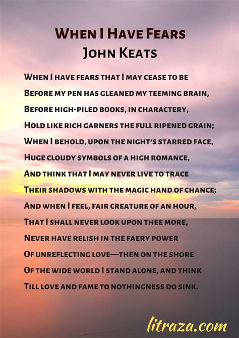 When I Have Fears By John Keats Summary Analysis Questions