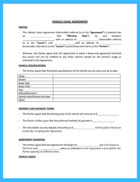 Free Car Lease Agreement Template To Win More Clients