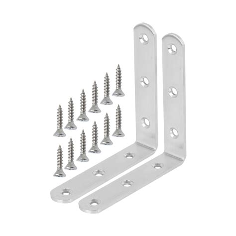 Uxcell 100x100mm Stainless Steel L Shaped Angle Brackets With Screws