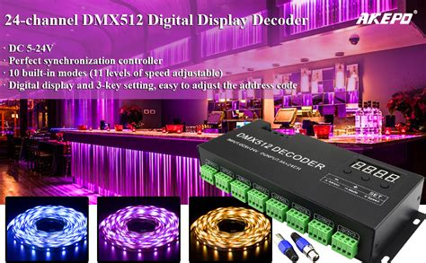 AKEPO LED DMX Decoder 24CH With Digital Display Dimming Driver LED