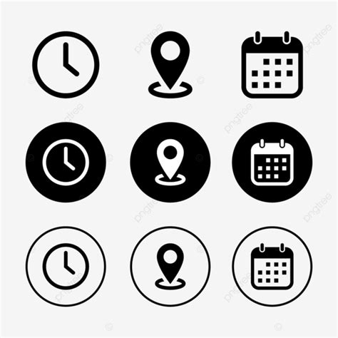 Dirección De Hora Y Elementos De Vector De Icono De Fecha Para Eventos