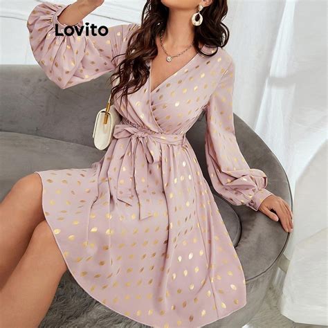 Lovito Women Elegant Polka Dot Belted Dress LNL59236 Shopee Philippines