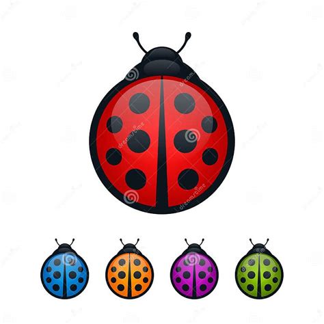 Colorful Ladybugs Icon Set stock vector. Illustration of antenna ...