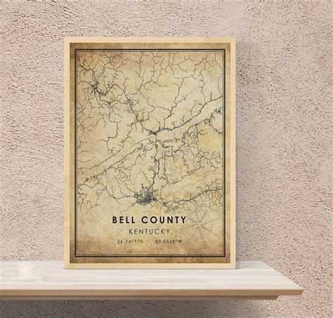 Bell County Map Print Bell County Map Kentucky Map Art | Etsy