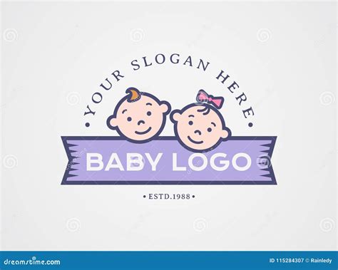 Logotipo Del Bebé Símbolo Del Vector Con Las Caras De Los Niños Ilustración Del Vector