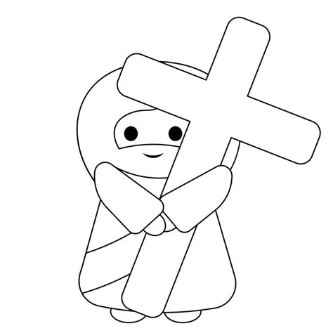 Cute God Jesus Christ holds the cross in black and white 25535234 ...