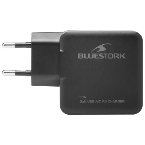 Cargador USB C A 65W GaN de Bluestork Negro Cargador de teléfono