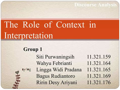 DISCOURSE The Role Of Context In Interpretation PPT