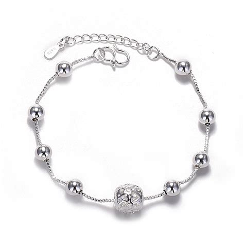 Bracelets Porte Bonheur En Argent Regard Pour Femme Perle Boule